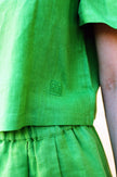 Frances Linen Cropped Blouse  - Jade - size M on pre-order for the end of September delivery