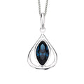 Beginnings Open Teardrop Pendant With Montana Blue Crystal
