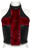 Punk Rave Valora Cross Fur Halter Top in Crimson