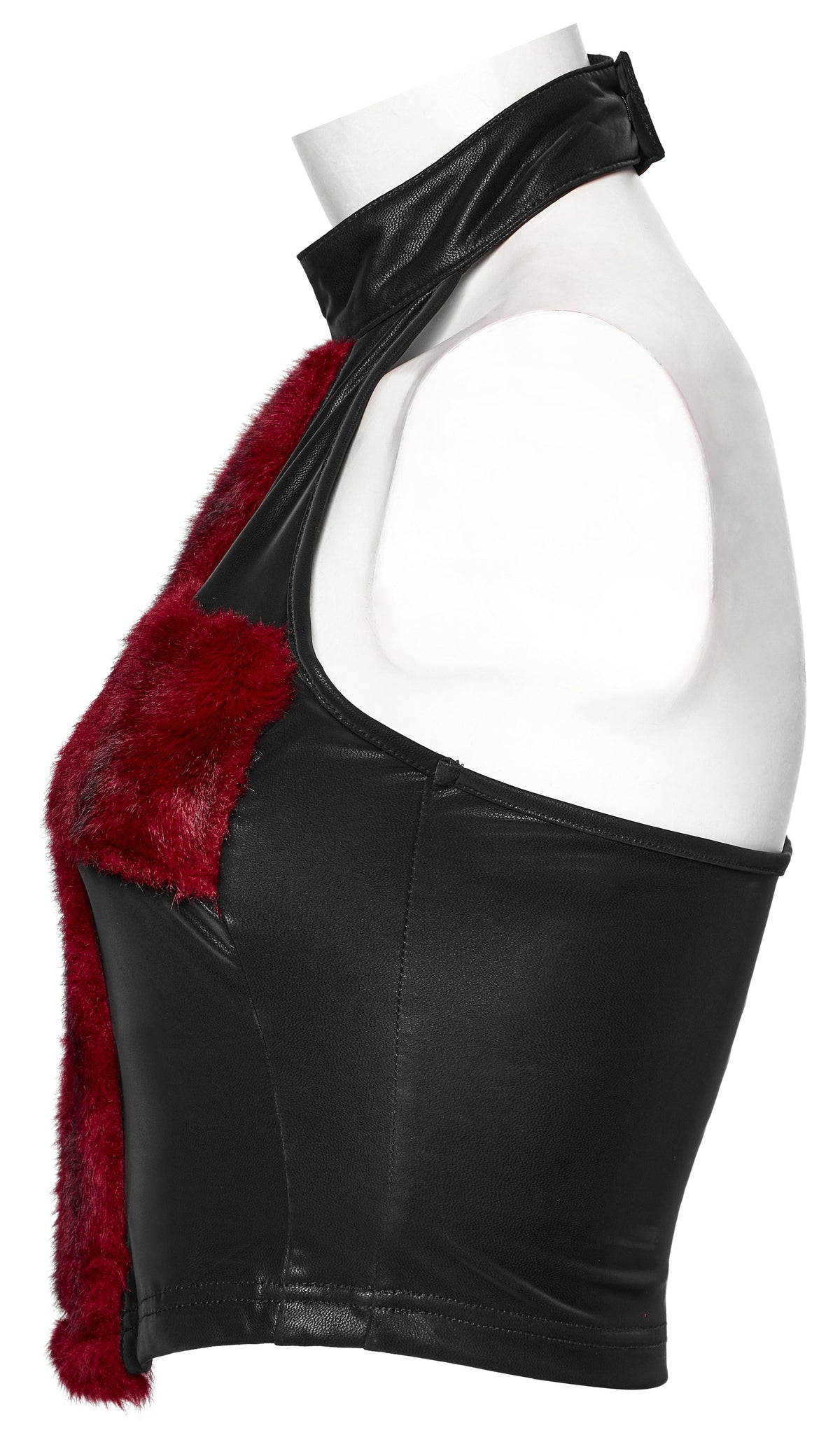 Punk Rave Valora Cross Fur Halter Top in Crimson