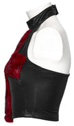 Punk Rave Valora Cross Fur Halter Top in Crimson