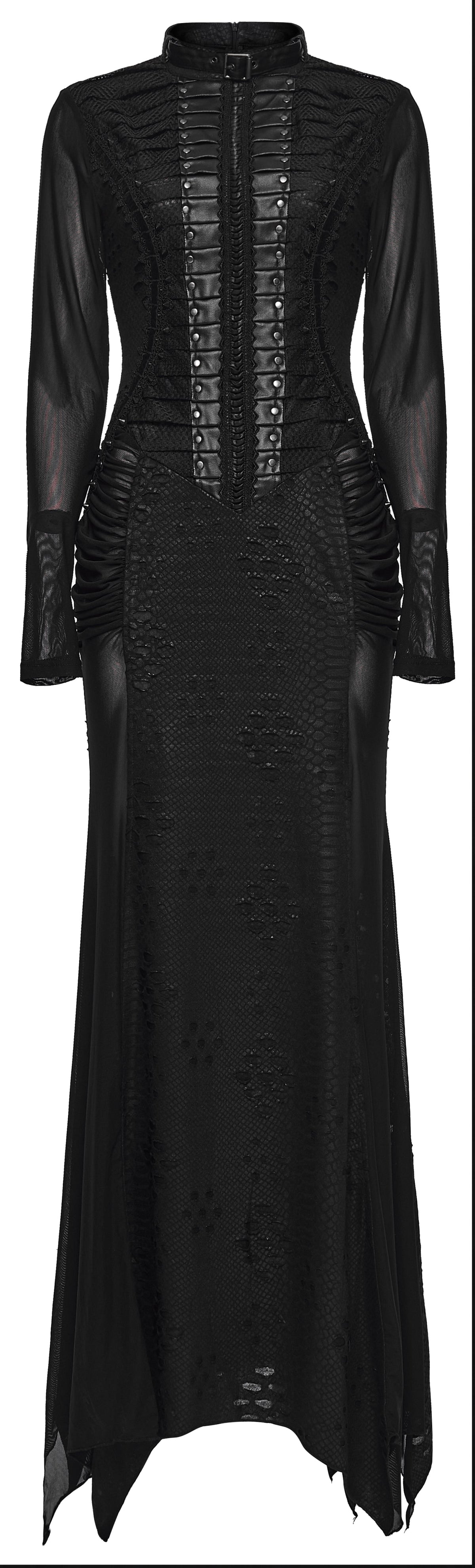 Punk Rave Seraphine Spinal Lace Panel Maxi Dress in Black