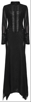 Punk Rave Seraphine Spinal Lace Panel Maxi Dress in Black