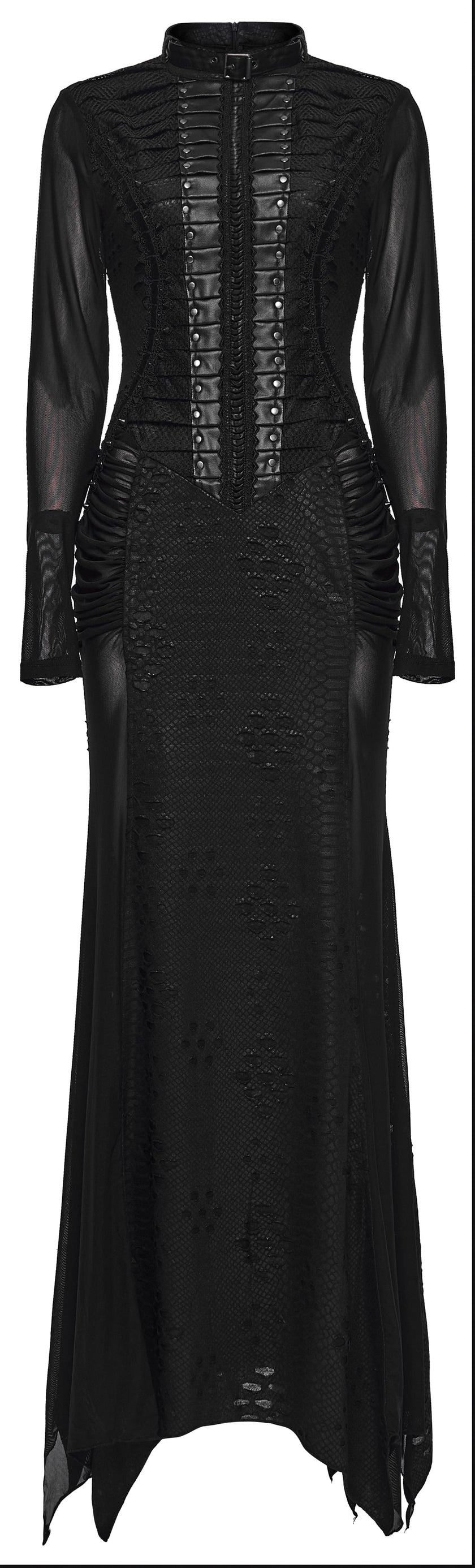 Punk Rave Seraphine Spinal Lace Panel Maxi Dress in Black