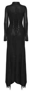 Punk Rave Seraphine Spinal Lace Panel Maxi Dress in Black