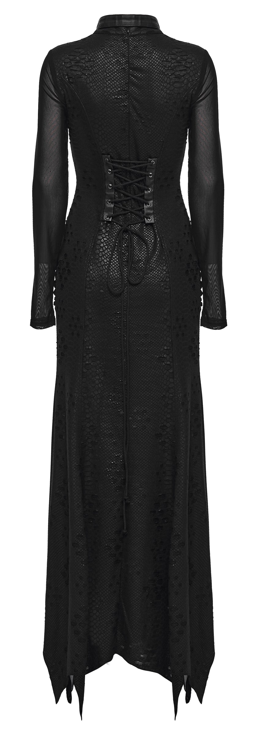 Punk Rave Seraphine Spinal Lace Panel Maxi Dress in Black