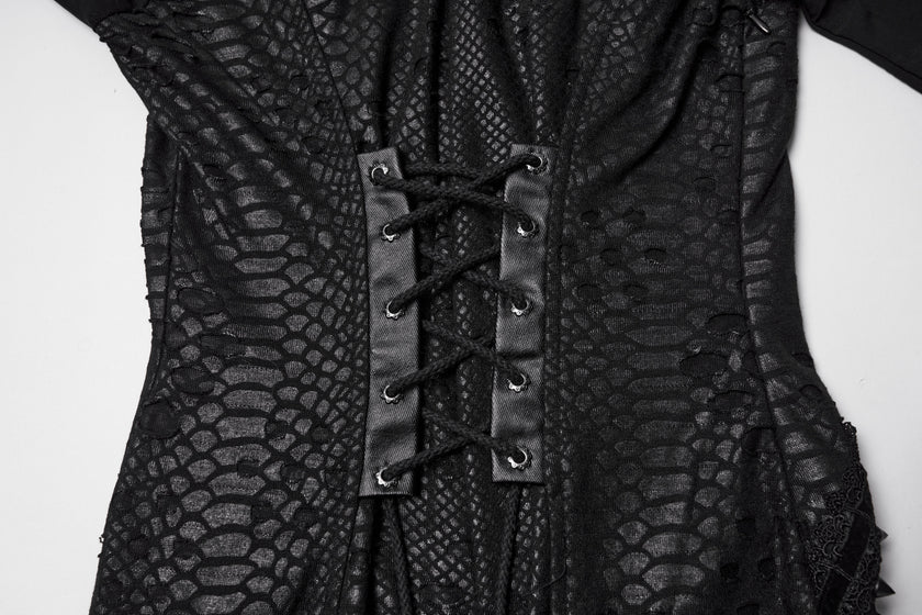 Punk Rave Seraphine Spinal Lace Panel Maxi Dress in Black