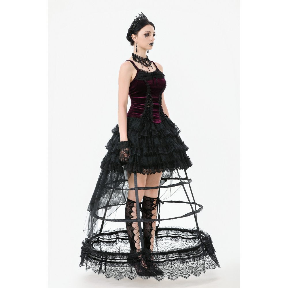 Dark in Love Serilda Velvet Lace Corset Top in Wine Red