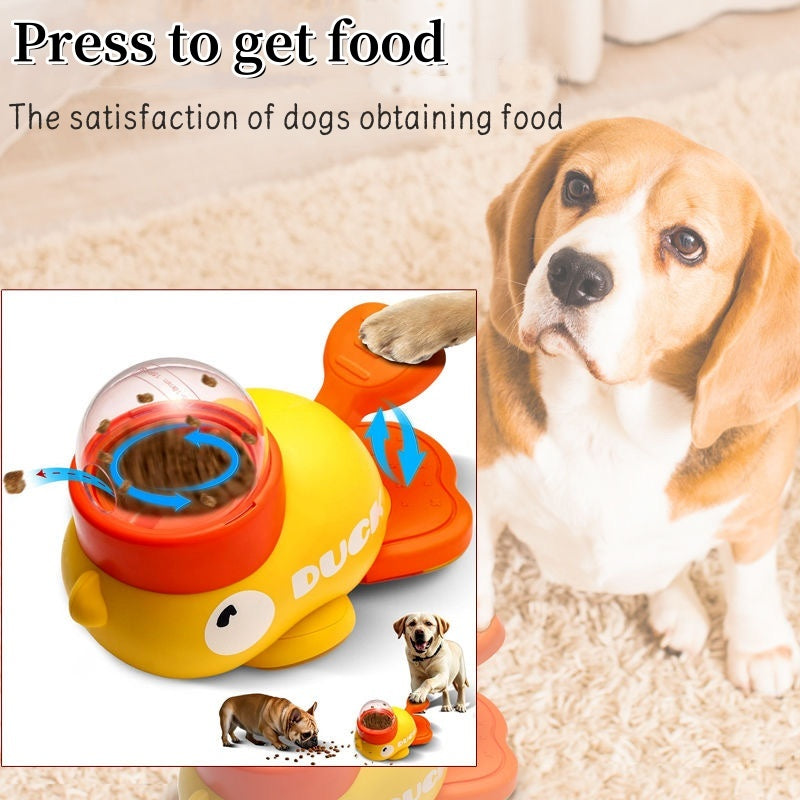 Dispensador Interactivo de Comida para Perros, Rompecabezas, Dispensador de Golosinas para Mascotas, Diseño de Pato de Dibujos Animados, Antideslizante, Juguetes de Alimentación Automática para Perros, Productos para Mascotas