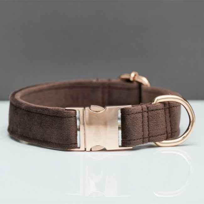 Multiple Colour Velvet Personalise Dog Collar Leash Set With Bow