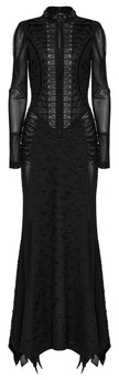 Punk Rave Seraphine Spinal Lace Panel Maxi Dress in Black