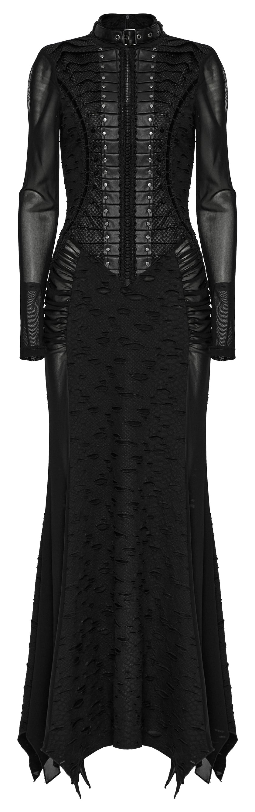 Punk Rave Seraphine Spinal Lace Panel Maxi Dress in Black