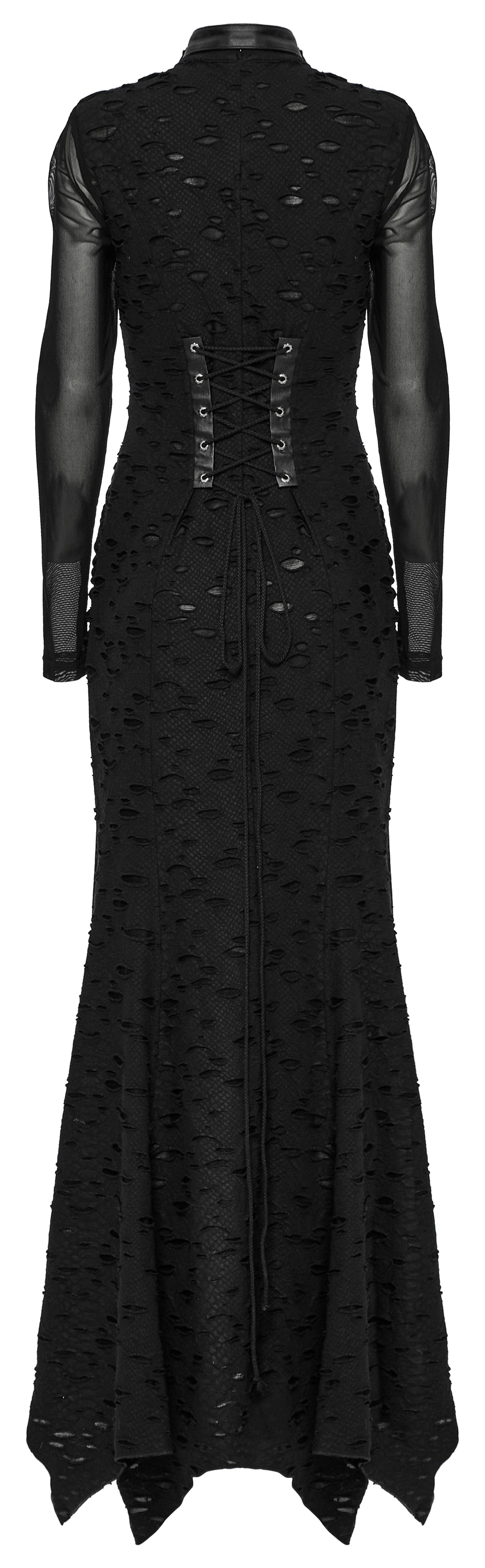 Punk Rave Seraphine Spinal Lace Panel Maxi Dress in Black