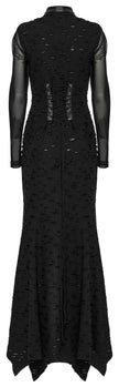 Punk Rave Seraphine Spinal Lace Panel Maxi Dress in Black