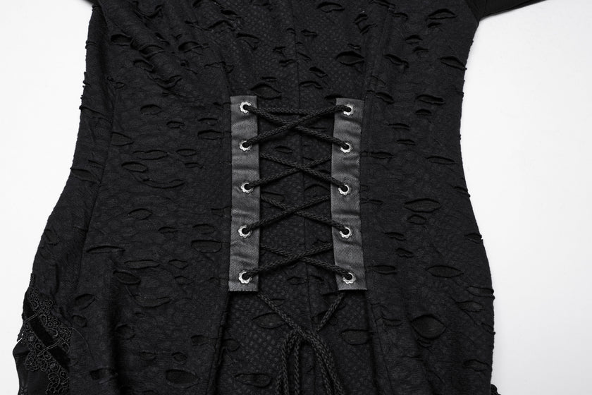 Punk Rave Seraphine Spinal Lace Panel Maxi Dress in Black
