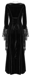 Punk Rave Isolde Velvet Lace Sleeve Dress in Black