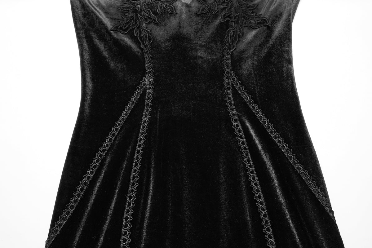 Punk Rave Isolde Velvet Lace Sleeve Dress in Black