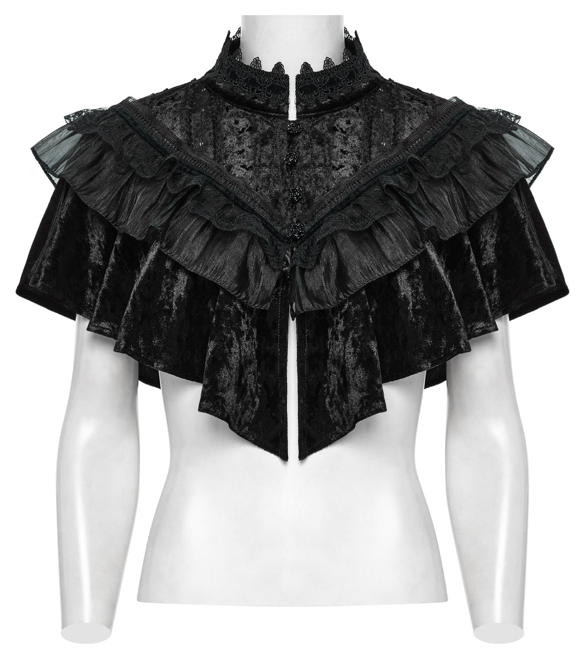 Punk Rave Elysia Velvet Ruffle Goth Shawl in Black
