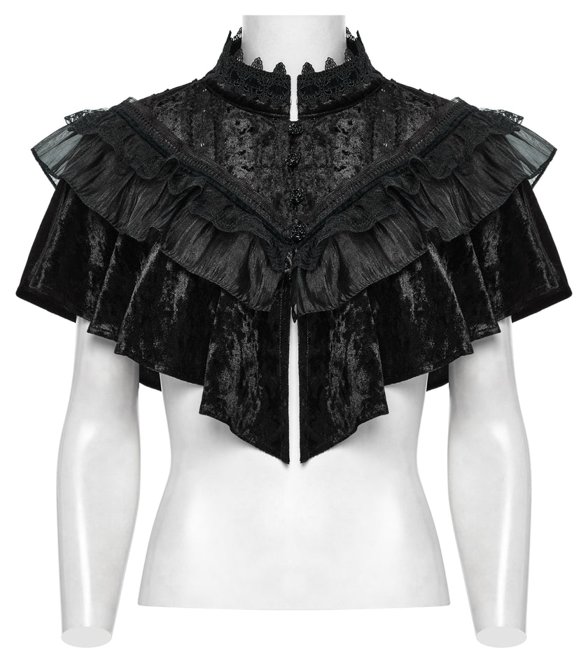 Punk Rave Elysia Velvet Ruffle Goth Shawl in Black