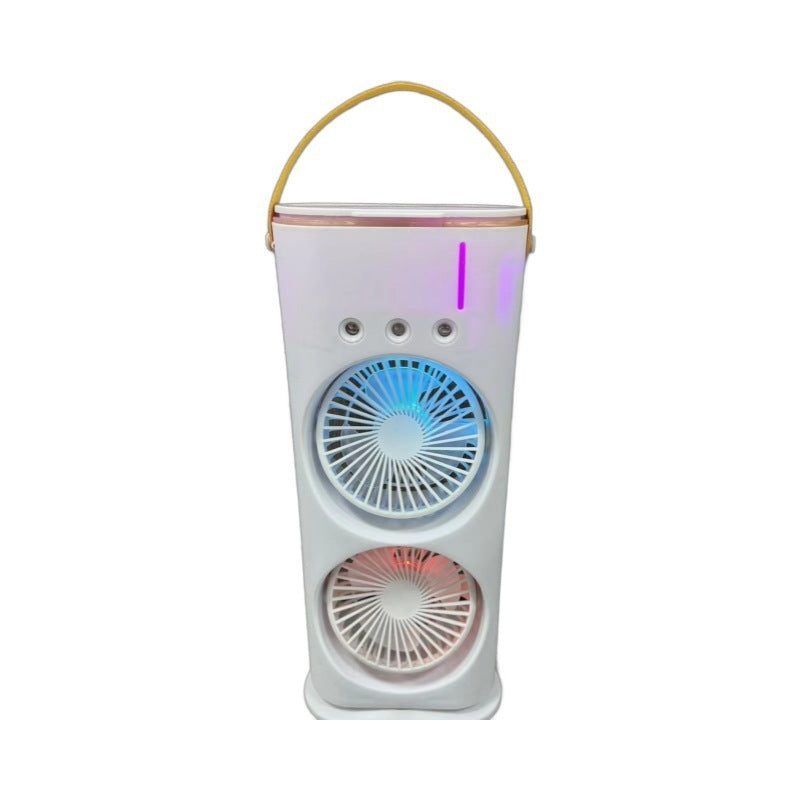 Ventilador de doble cabezal con pulverizador, humidificador portátil, ventilador de aire acondicionado, pequeño enfriador de aire doméstico, ajuste de aire portátil por hidrorefrigeración