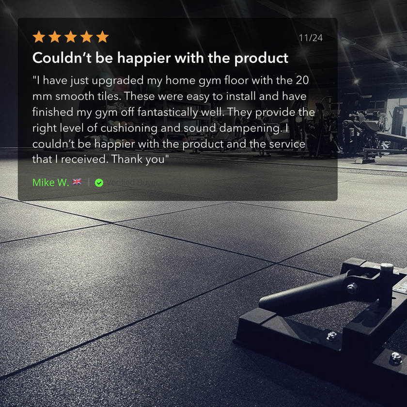 20mm PRO Rubber Gym Flooring Tiles – Smooth Top Surface - UK's Top Rated