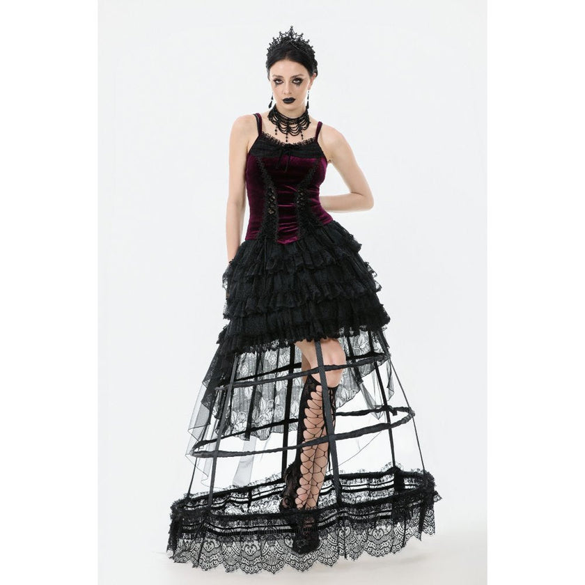 Dark in Love Serilda Velvet Lace Corset Top in Wine Red