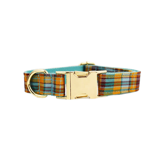 Green Plaid Plain Pet Collar