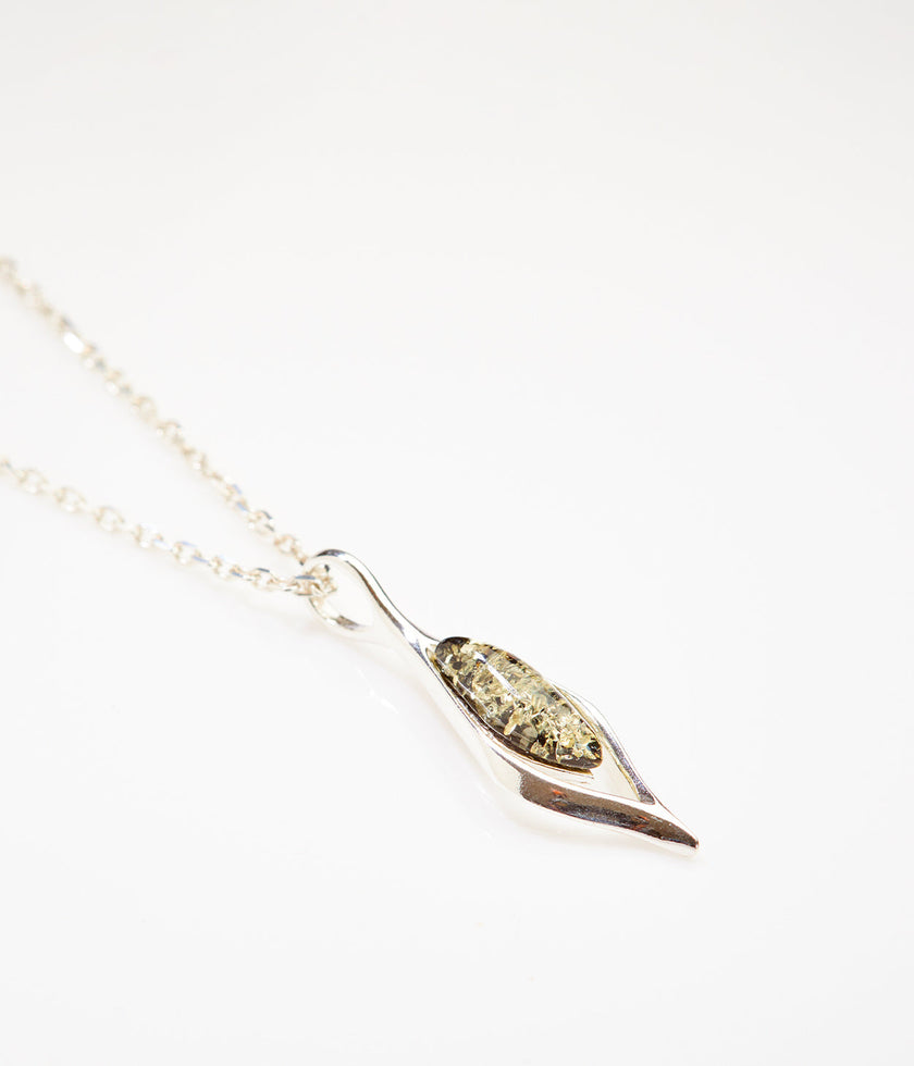 Green Amber Droplet Pendant