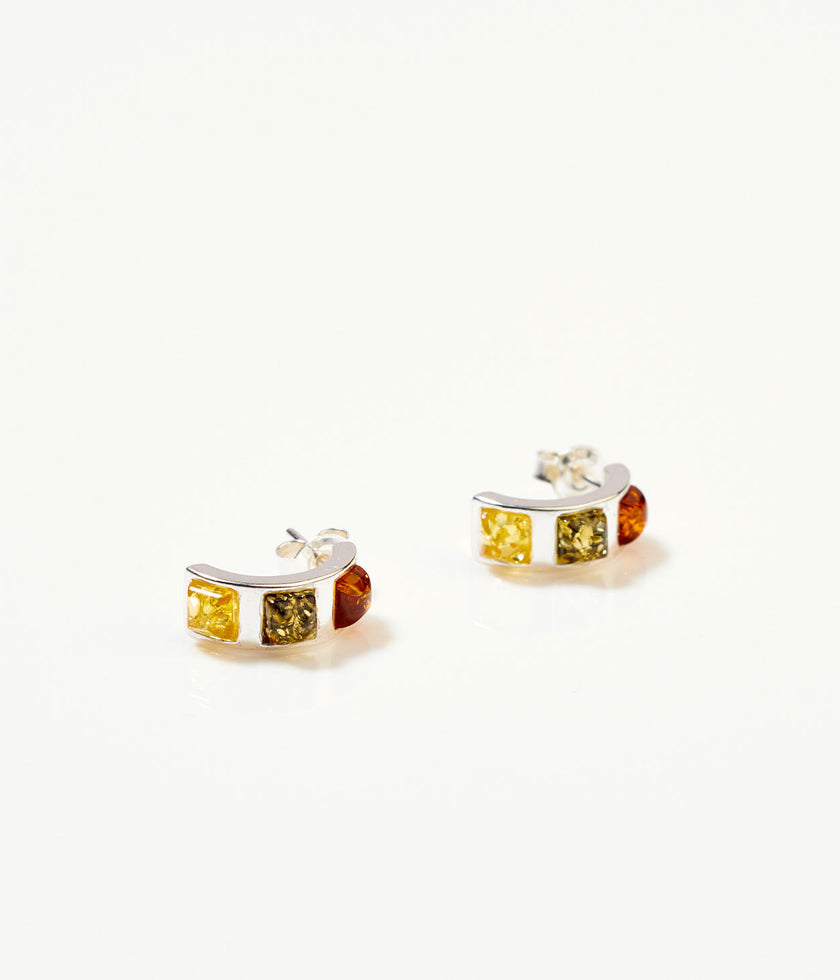 Multicolour Baguette Amber Earrings