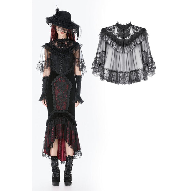 Dark in Love Morwenna Gothic Lace Ruffle Capelet