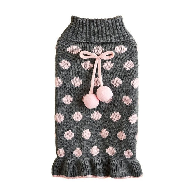 Polka Dot Dog Cat Lotus Leaf Skirt Sweater