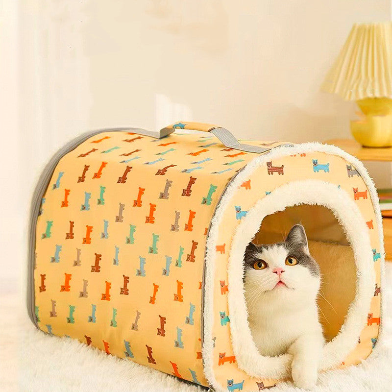 Katzenbett mit Einsturzschutz, geschlossen, abnehmbar und waschbar, warm
