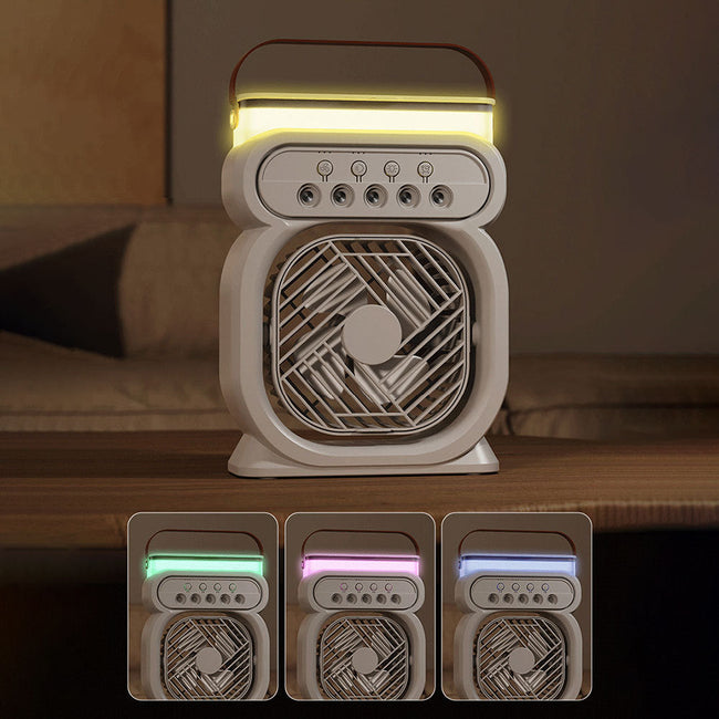 3-in-1 tragbare Klimaanlage, Verdunstungsluftkühler, LED-Nachtlichter, 3 Geschwindigkeiten, Luftbefeuchter-Ventilator für Zuhause und Büro