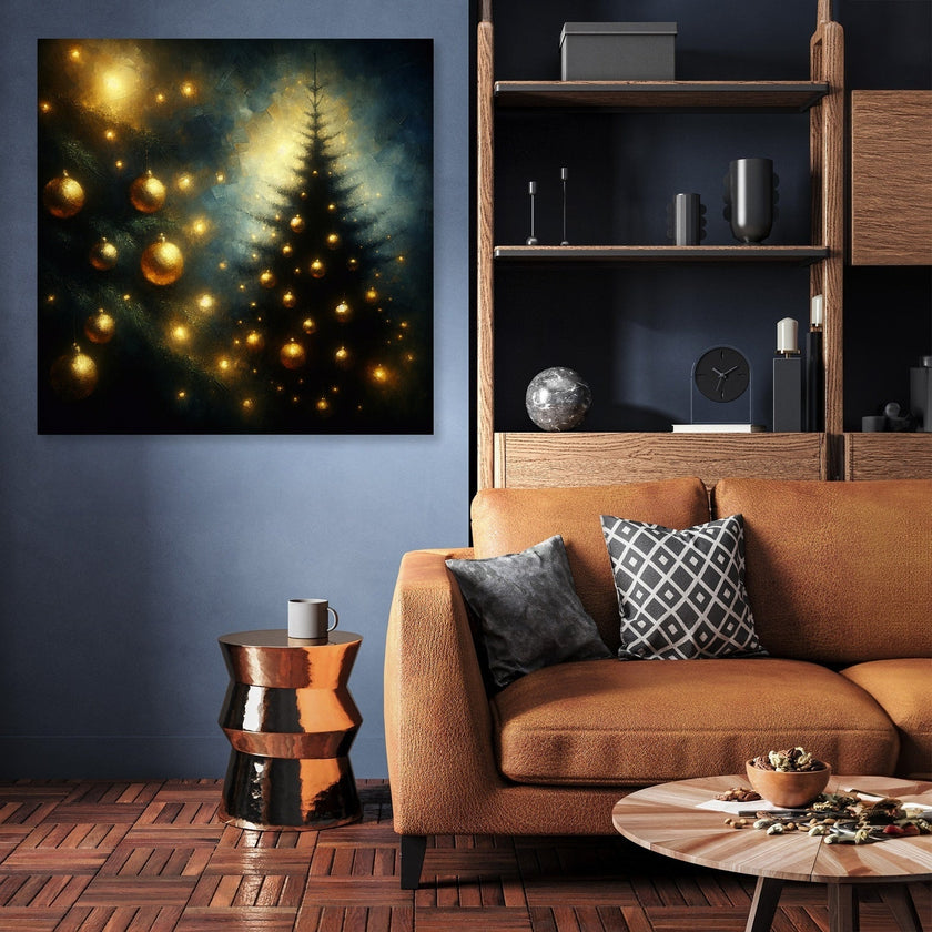 Golden Memory Christmas Tree Canvas