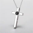 Collar cruzado de acero de titanio para parejas, colgante de proyección 520, regalo de San Valentín para novio