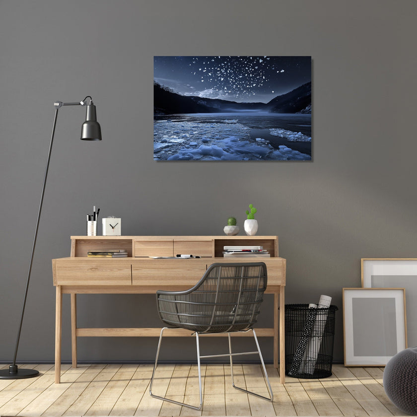 Moonlit Frozen Lake Canvas