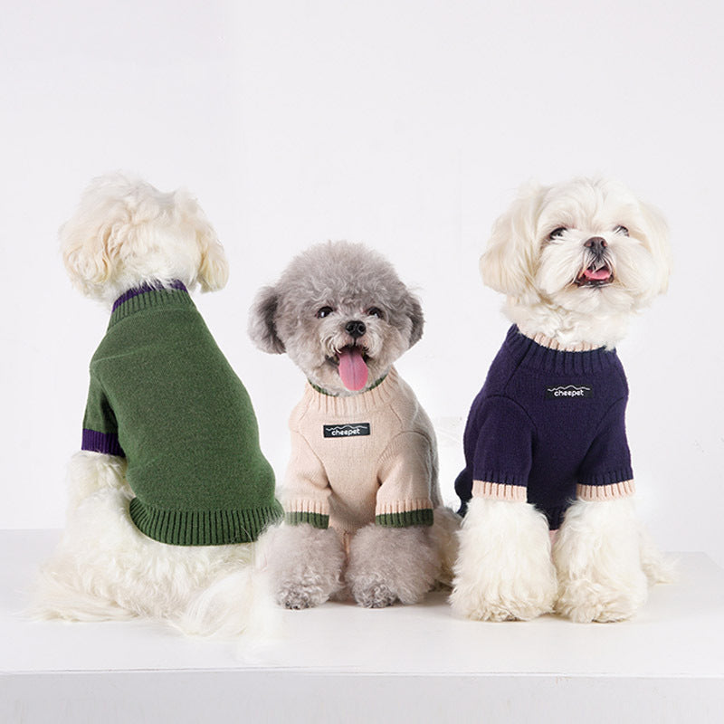 Suéter para mascotas de moda de otoño e invierno con dos patas de color de contraste