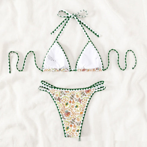 Sexy Bikini Neckholder Badeanzug mit Print für Damen