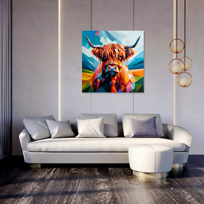 Cubist Highland Cow Essence Canvas
