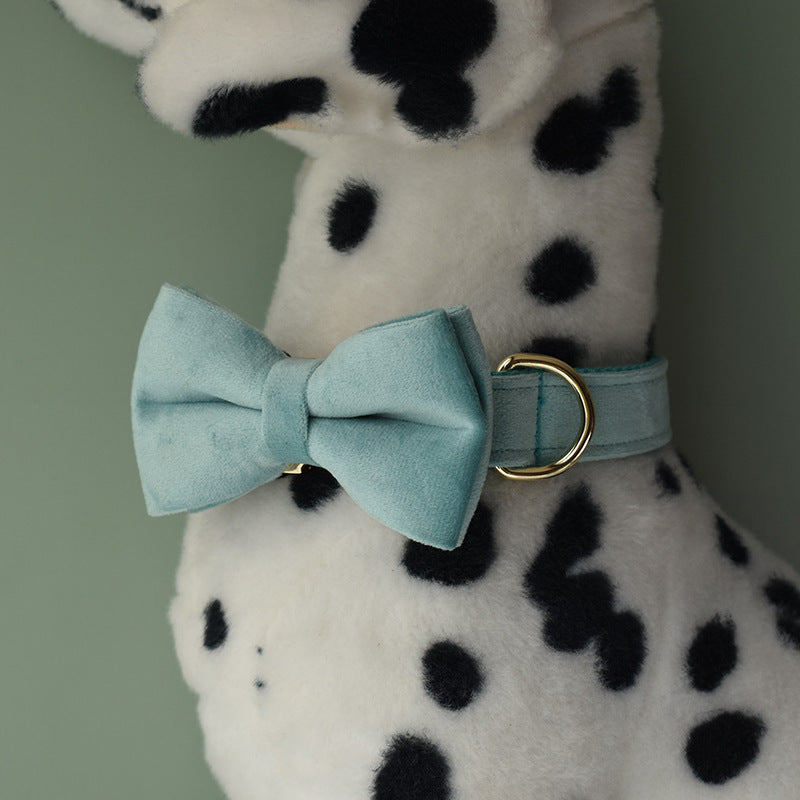 Lake Green Flannel Gold Buckle Dog Collar Double Layer