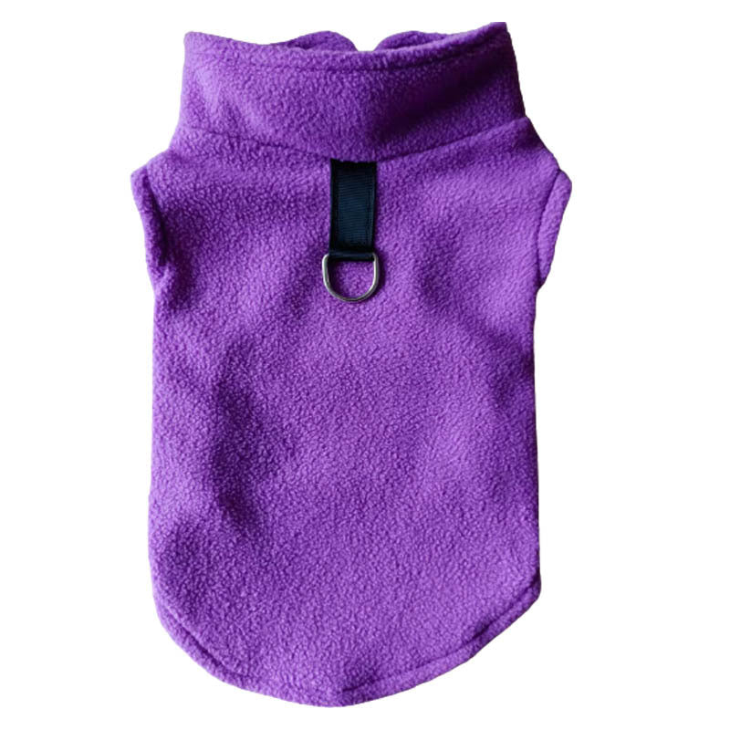 Pet Dogs Standing Collar Thickened Solid Color Rocking Velvet Clothes