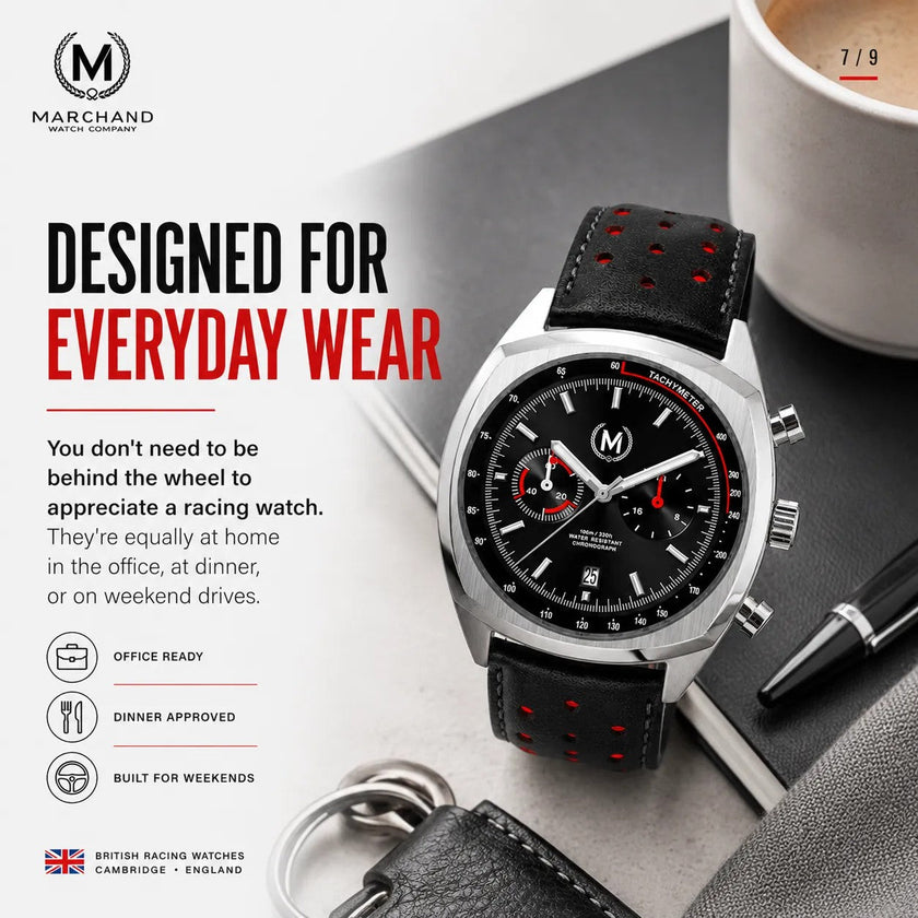 Classic Driver Chronograph, Black And Red Strap