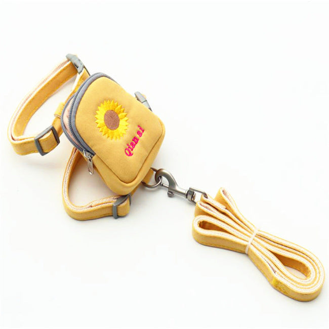 Korean Embroidered Pet Backpack Leash Chest Strap