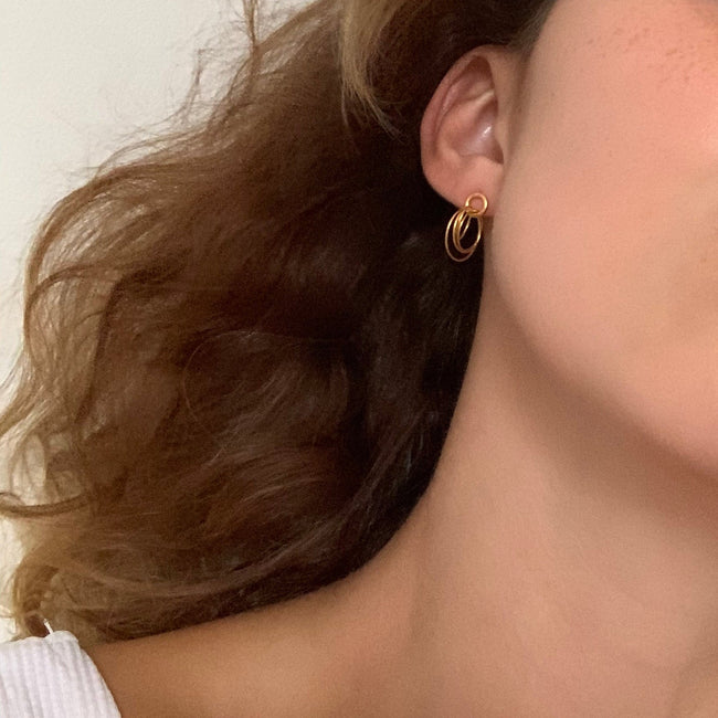 Hoop Cluster Rings Gold Stud Earrings