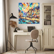 Whimsical Seaside Village Canvas