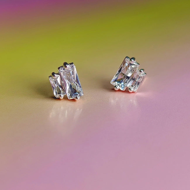 Twin Baguettes Stud Earrings