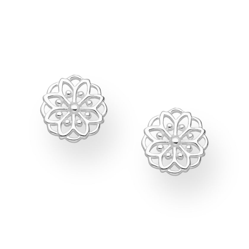 Nazca Lines Mandala Sterling Silver Stud Earrings