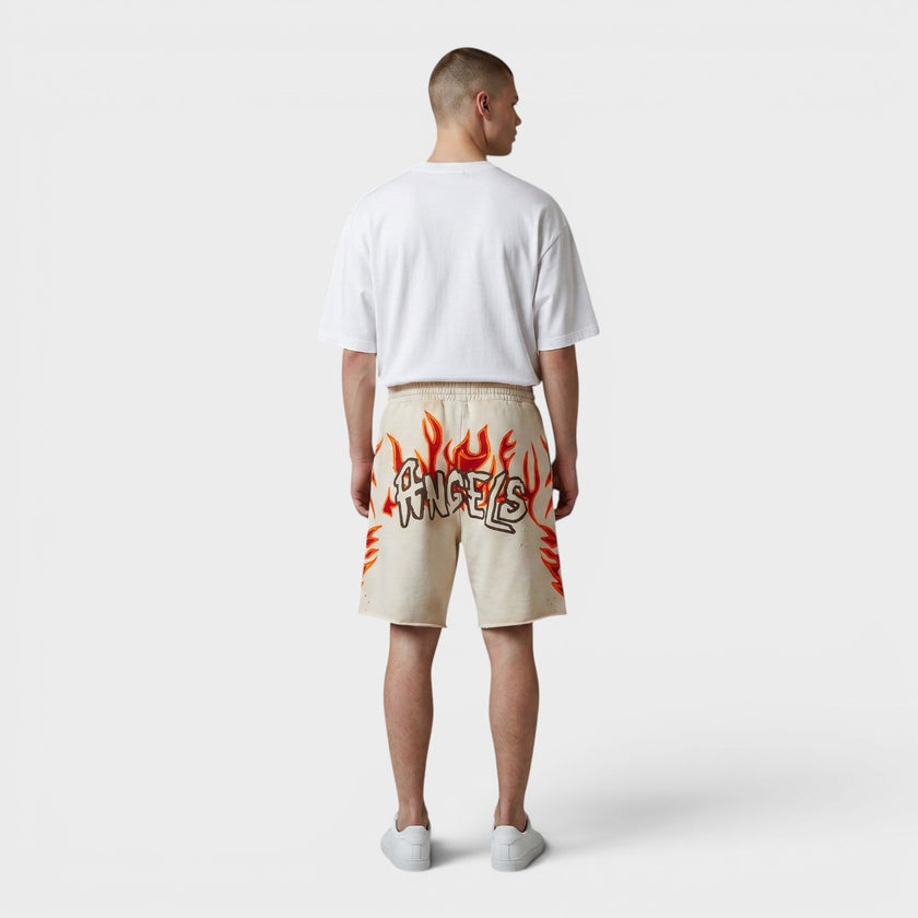 GD Graffiti Flames Sweatshort Off White