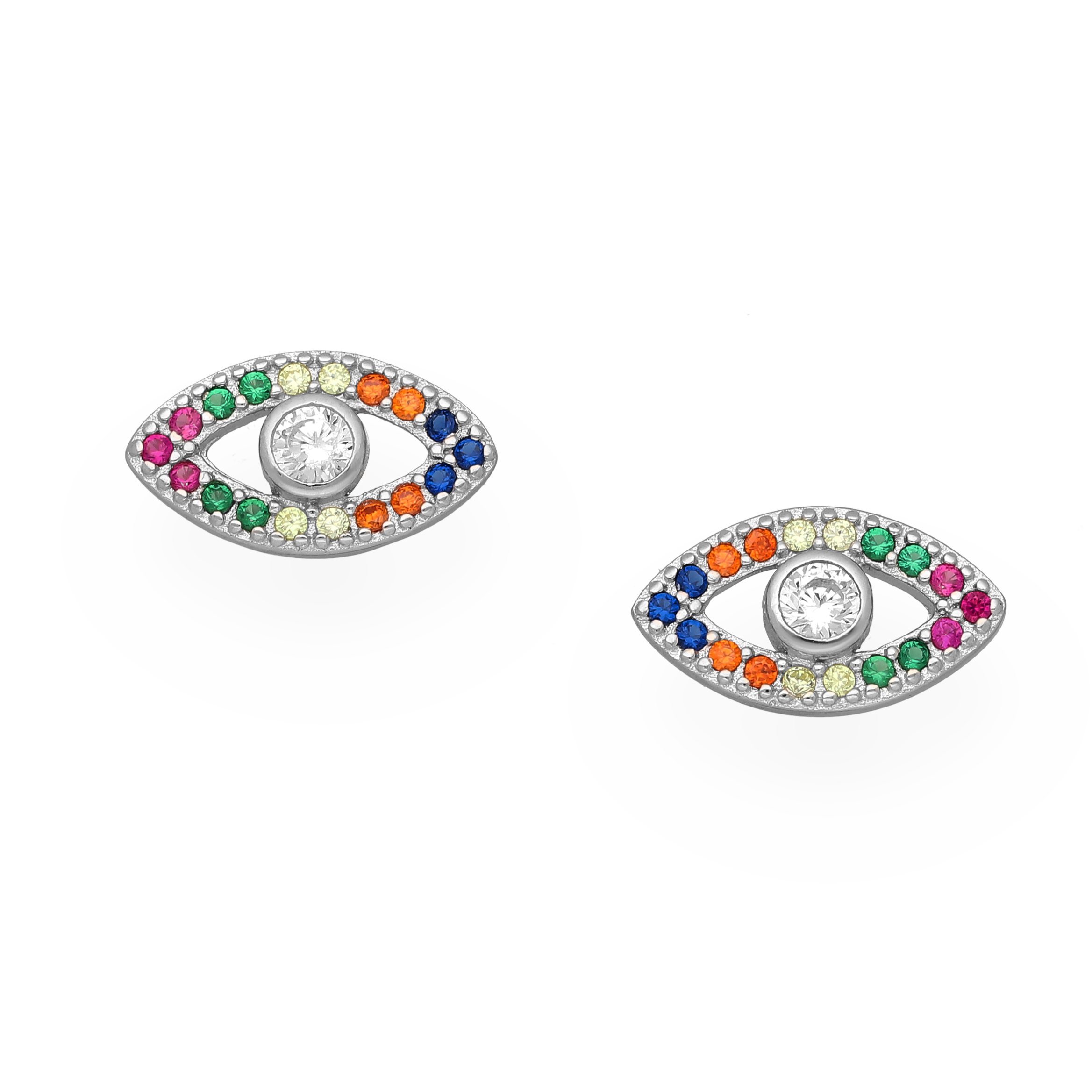 Nicht so böse Augen Sterling Silber Regenbogen Ohrstecker