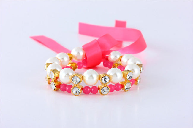 Bowknot Ribbon Pearl Pet Collar Cat And Dog Necklace Jewelry